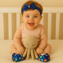 Kit Sapatinho Luxo + Faixa Renda Para Bebê Menina RN à 06 Meses