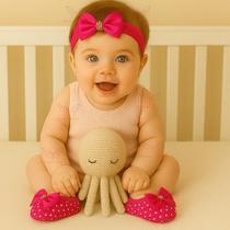 Kit Sapatinho Luxo + Faixa Renda Para Bebê Menina RN à 06 Meses