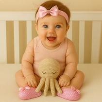 Kit Sapatinho Luxo + Faixa Renda Para Bebê Menina RN à 06 Meses