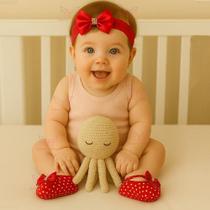 Kit Sapatinho Luxo + Faixa Renda Para Bebê Menina RN à 06 Meses