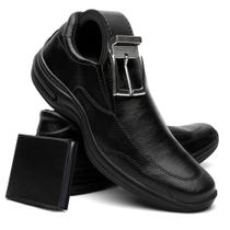 kit sapato confort masculino spot air mais carteira e cinto