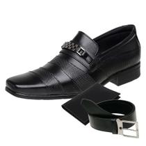 Kit Sapato de Negócios em Couro Masculino com Cinto e Carteira San Lorenzo 3041