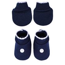 Kit Sapato e Luva Botão Azul Marinho - 2 Pares