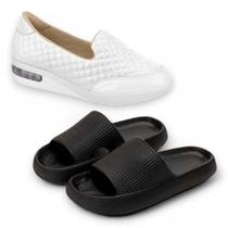 Kit Sapato Feminino Casual e Chinelo Nuvem Ortopédico