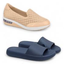 Kit Sapato Feminino Casual e Chinelo Nuvem Ortopédico