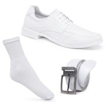 Kit Sapato Masculino Branco Área da Saúde Com Meia & Cinto