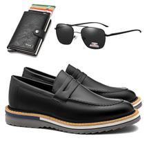 Kit Sapato Masculino Casual + Óculos De Sol Carteira Pop Up