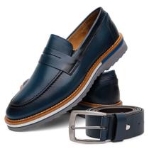 Kit Sapato Masculino + Cinto Em Couro Oxford Loafer Moderno