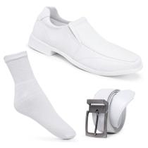Kit Sapato Masculino Com Meia & Cinto Branco Área Da Saúde Kit Sapato Masculino Com Meia & Cinto Branco Área Da Saúde