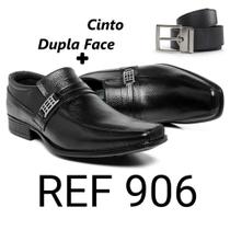 Kit Sapato Masculino Couro Preto Solado Borracha E Cinto Kit Sapato Masculino Couro Preto Solado Borracha E Cinto