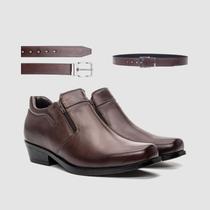 Kit Sapato Masculino Marrom Com Cinto Country Artesanal Qualidade E Originalidade Sofisticação E Estilo Zapattero