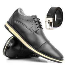 Kit Sapato Masculino Oxford Social Conforto Com Cinto Dupla Face