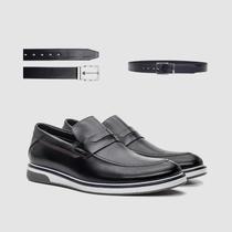 Kit Sapato Masculino Preto Com Cinto Casual Couro Original Conforto E Estilo Sky Sofisticação E Estilo Zapattero