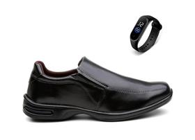 Kit Sapato Masculino Social Brilho Leve Confortável Casual + Relógio Fino Kit Sapato Masculino Social Brilho Leve Confortável Casual + Relógio Fino