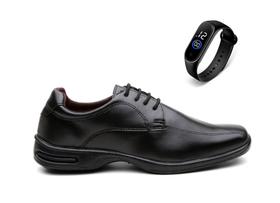 Kit Sapato Masculino Social Casual Brilho Macio + Relógio Fino Kit Sapato Masculino Social Casual Brilho Macio + Relógio Fino