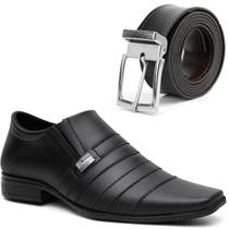 Kit Sapato Masculino Social Com Fivela Comfort Cinto Kit Sapato Masculino Social Com Fivela Comfort Cinto