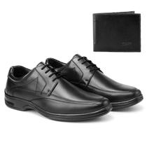 Kit Sapato Masculino Social Couro Cadarço Conforto + Carteira Kit Sapato Masculino Social Couro Cadarço Conforto + Carteira