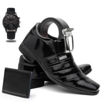 Kit Sapato Masculino Social Preto Casual Luxo + Acessórios