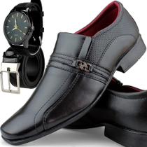 Kit Sapato Masculino Social Preto Com Relogio e Cinto Kit Sapato Masculino Social Preto Com Relogio e Cinto