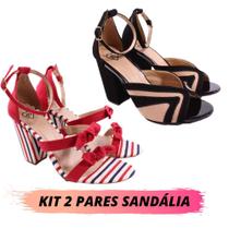 Kit Sapato Sandália Feminina Salto Alto Grosso