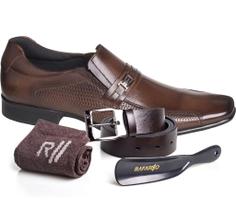 Kit Sapato Social 4 em 1 Rafarillo Em Couro Marrom