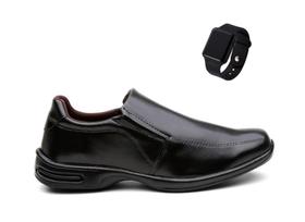 Kit Sapato Social Casamento Casual Confortável Brilho + Relógio Kit Sapato Social Casamento Casual Confortável Brilho + Relógio