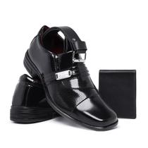 Kit sapato social confortavel verniz preto