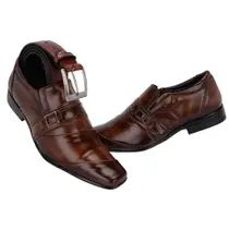 Kit Sapato Social e Cinto em Couro Leoppé Masculino