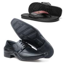 Kit Sapato Social em Couro Costurado Premium Confortável + Chinelo Kit Sapato Social em Couro Costurado Premium Confortável + Chinelo