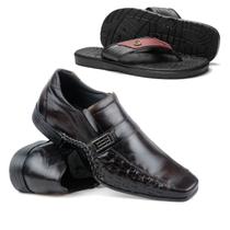 Kit Sapato Social em Couro Costurado Premium Confortável + Chinelo Kit Sapato Social em Couro Costurado Premium Confortável + Chinelo