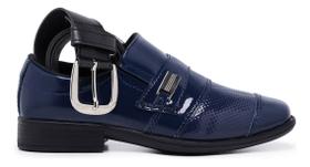 Kit Sapato Social Infantil Menino Bico Quadrado Verniz Cinto