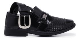 Kit Sapato Social Infantil Menino Bico Quadrado Verniz Cinto