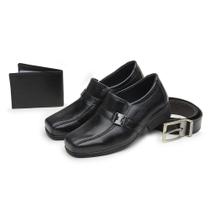 Kit Sapato Social Infantil Menino Palmilha Macia Bico Quadrado Calce Facil Festa Conforto