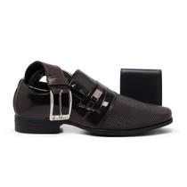 Kit Sapato Social Masculino Bico Fino Quadrado Super Macio+Carteira+Cinto Kit Sapato Social Masculino Bico Fino Quadrado Super Macio+Carteira+Cinto