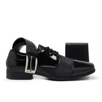 Kit Sapato Social Masculino Bico Redondo + Cinto e Carteira