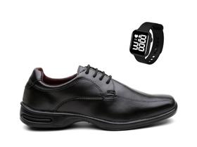 Kit Sapato Social Masculino Casual De Amarrar + Relógio Digital