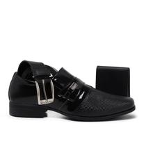 Kit Sapato Social Masculino + Cinto e Carteira Bico Redondo Formal