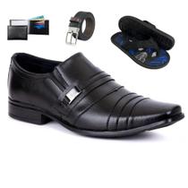 Kit Sapato Social Masculino Confortável Lançamento Acompanha Cinto Carteira e Chinelo