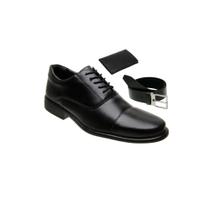 Kit sapato social masculino confortavel militar carteira cinto
