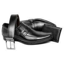 Kit Sapato Social Masculino Couro Legítimo Acompanha Cinto e Carteira