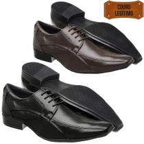 Kit Sapato Social Masculino de Couro de Amarrar 2 Pares