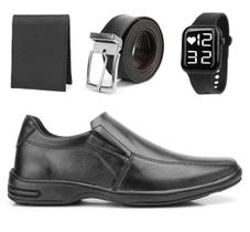 Kit Sapato Social Masculino marrom preto + Cinto+ Carteira+ Regoligio