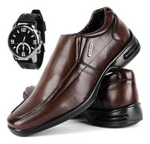 Kit Sapato Social Masculino Ortopédico Anti Stress + Relogio