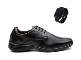 Kit Sapato Social Masculino Oxford De Amarrar + Relógio Digital