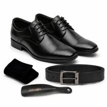 Kit Sapato Social Masculino Rafarillo em Couro com Cinto Masculino, Meia e Calçadeira Casual Confortável para Trabalho Eventos e Dia a Dia Kit Sapato Social Masculino Rafarillo em Couro com Cinto Masculino, Meia e Calçadeira Casual Confortável para Trabalho Eventos e Dia a Dia