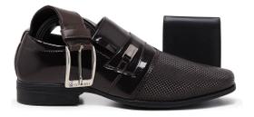 Kit Sapato Social Masculino Verniz Cinto + Carteira