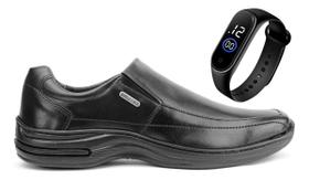 Kit Sapato Social Ortopédico Anti Stress Confort Relógio