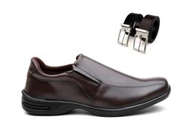 Kit Sapato Social Preto Masculino Casamento Confortável + 2 Cintos