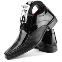 Kit Sapato Social preto masculino + Cinto Social dupla face preto Tamanho 37 ao 44