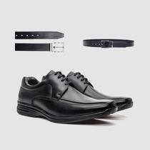 Kit Sapato Social Preto Masculino Com Cinto Conforto Resistencia Sofisticação E Estilo Zapattero
